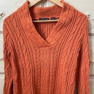 Jeanne Pierre Orange Cable Knit Sweater